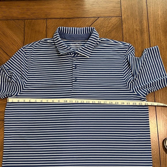 VINEYARD VINES JIM NANTZ MENS POLO SHIRT BLUE WITH WHITE STRIPES SIZE XL - Picture 2 of 8